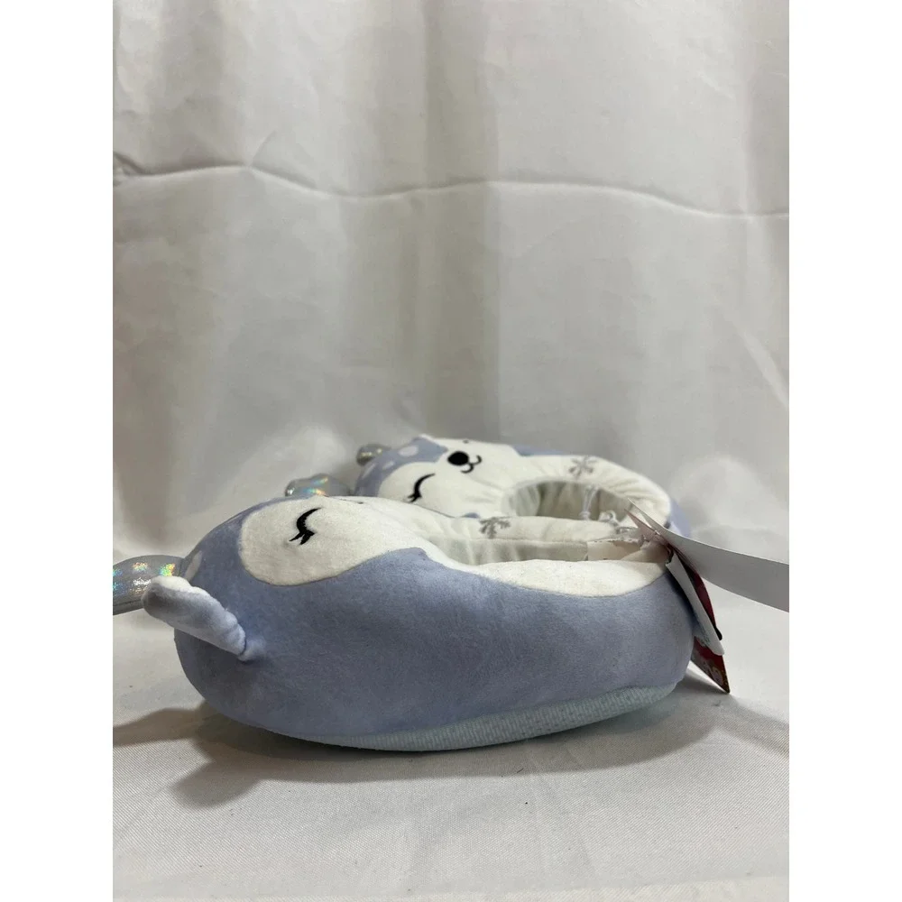 Squishmallows Blue‎ Deer Plush Slippers Iridescent Antlers Kids Size 11/12 NWT